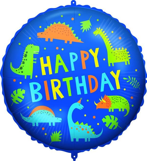 Ballon en aluminium 46 cm Joyeux anniversaire Dino