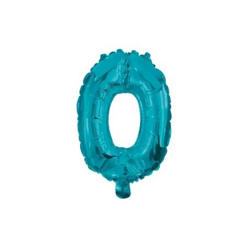 GLOBO NUMERO 0 DE 32 CM BLUE