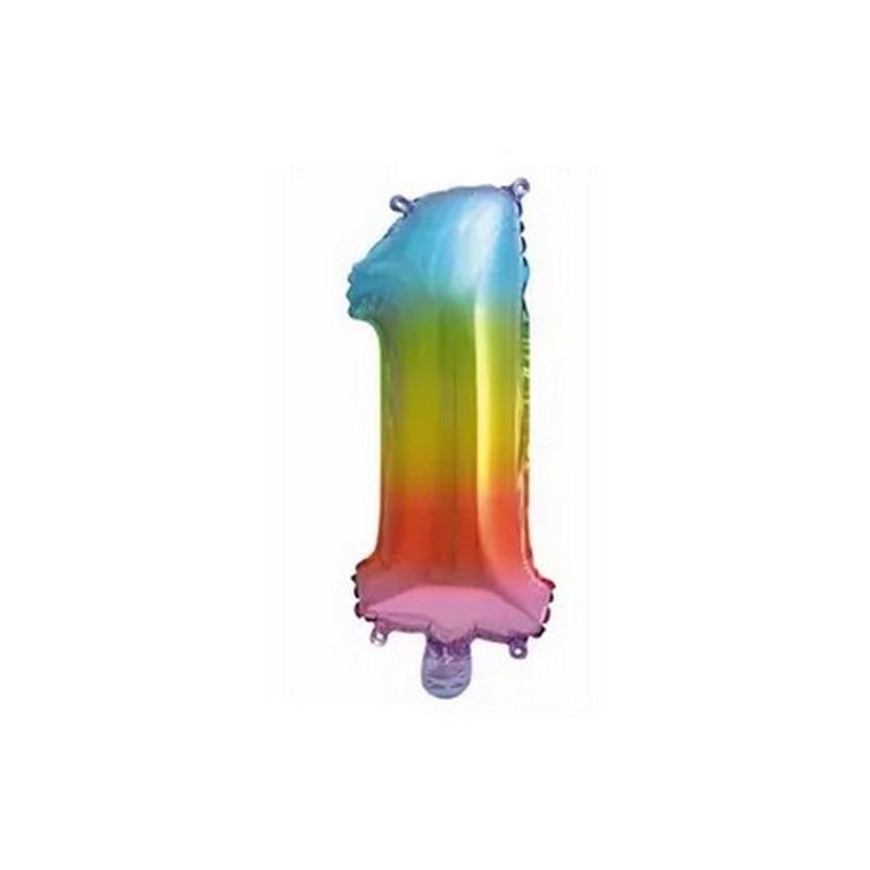 BALLON NUMÉRO 1 35 CM ARC-EN-CIEL