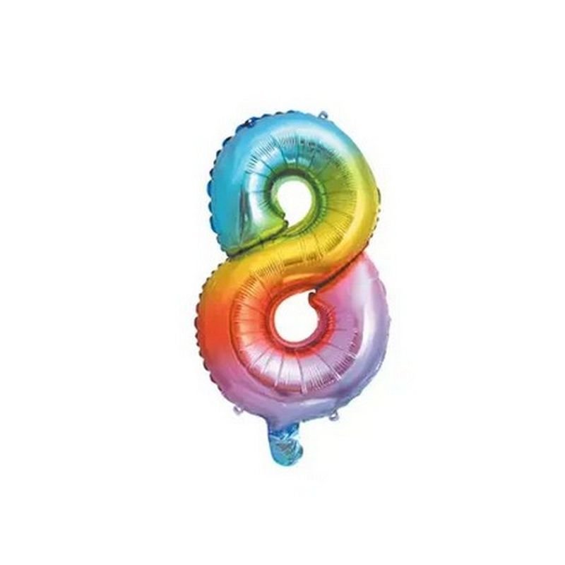 GLOBO NUMERO 8 DE 35 CM RAINBOW