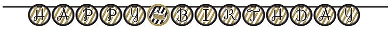 GUIRNALDA HAPPY BIRTHDAY 300 CM BLACK & GOLD