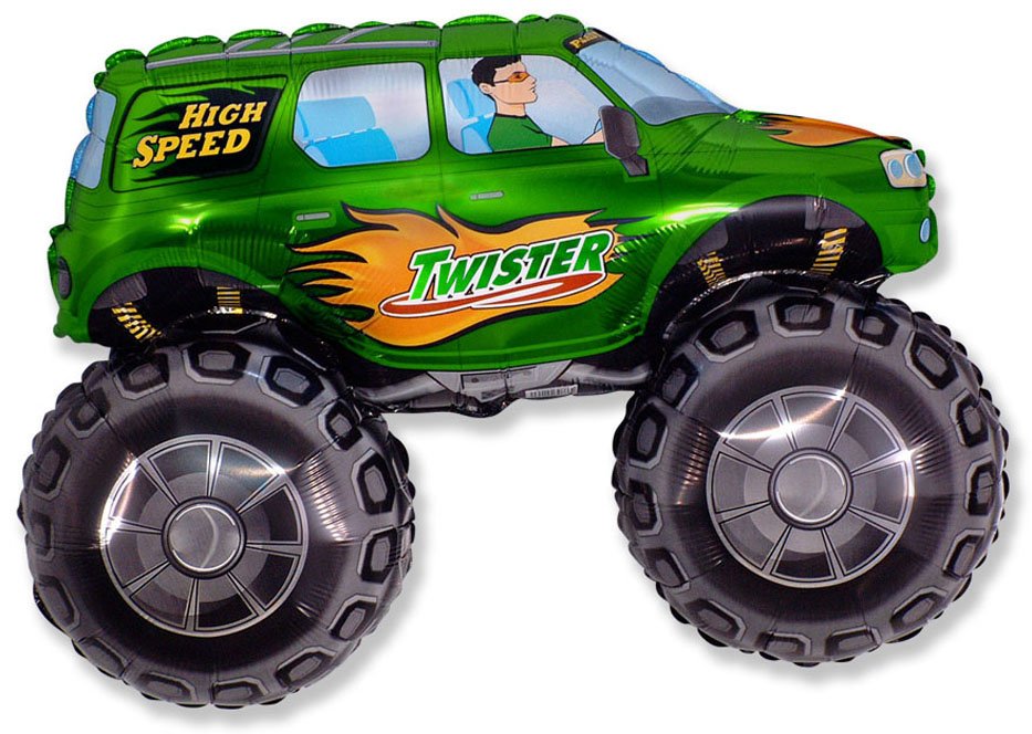 Ballon vert Big Wheels 96 x 68 cm