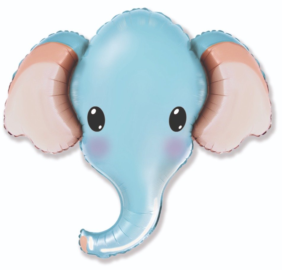 Ballon tête d'éléphant bleu 99 x 81 cm
