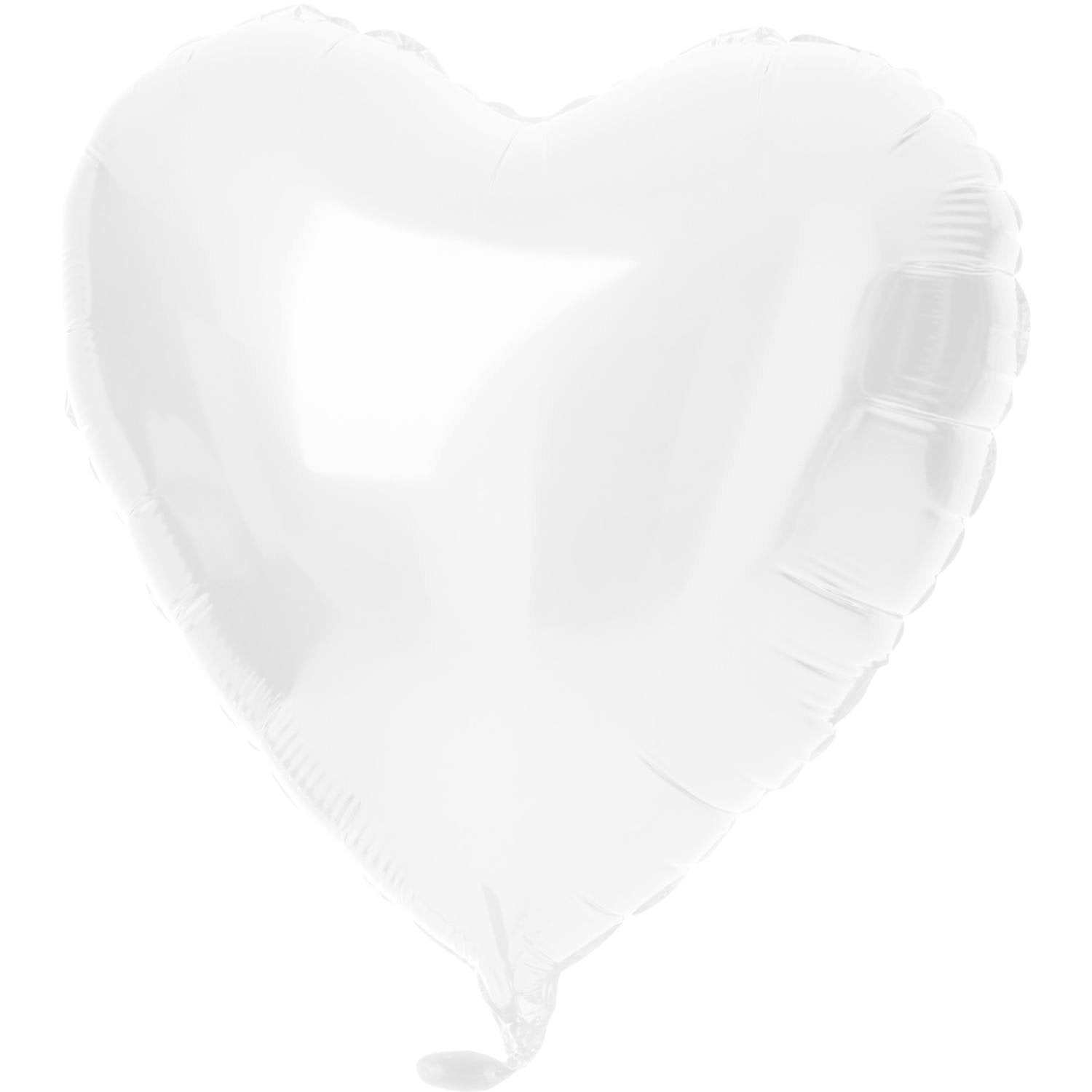 Ballon en aluminium en forme de cœur, 45 cm, blanc mat
