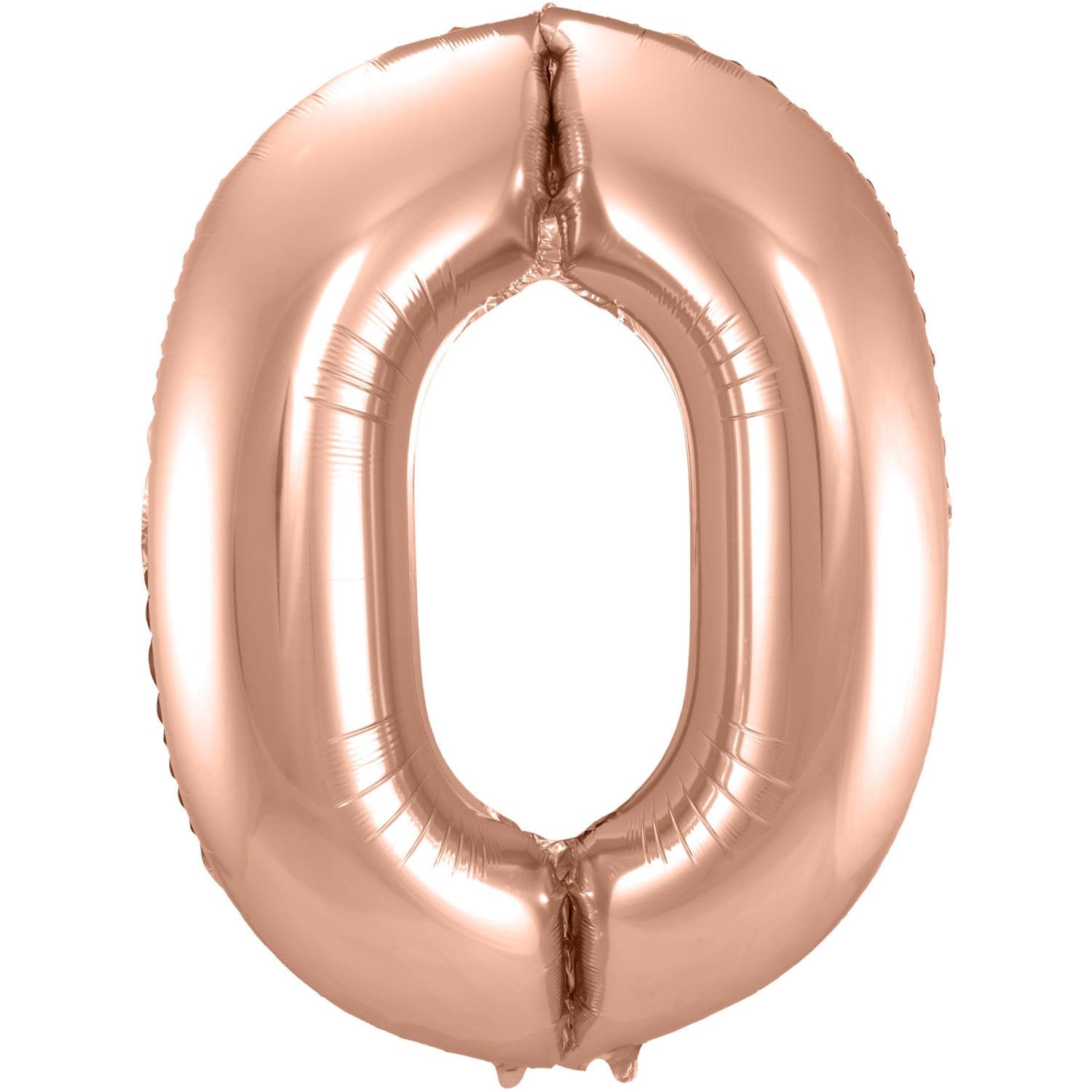 Ballon chiffre 0 86 cm or rose