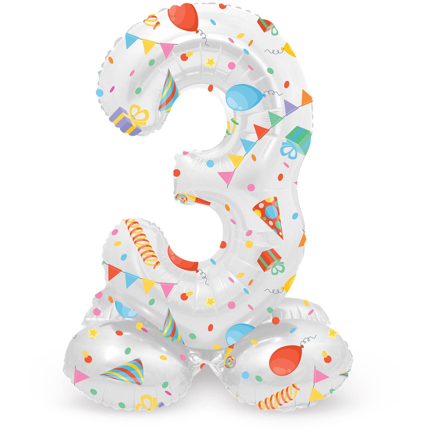 Palloncino numero 3 Joyful Party con base 41 cm