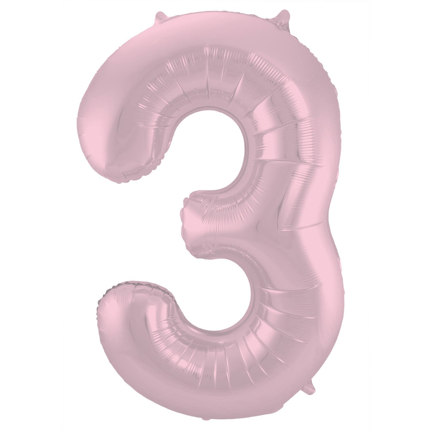 Ballon chiffre 3 86 cm rose pastel