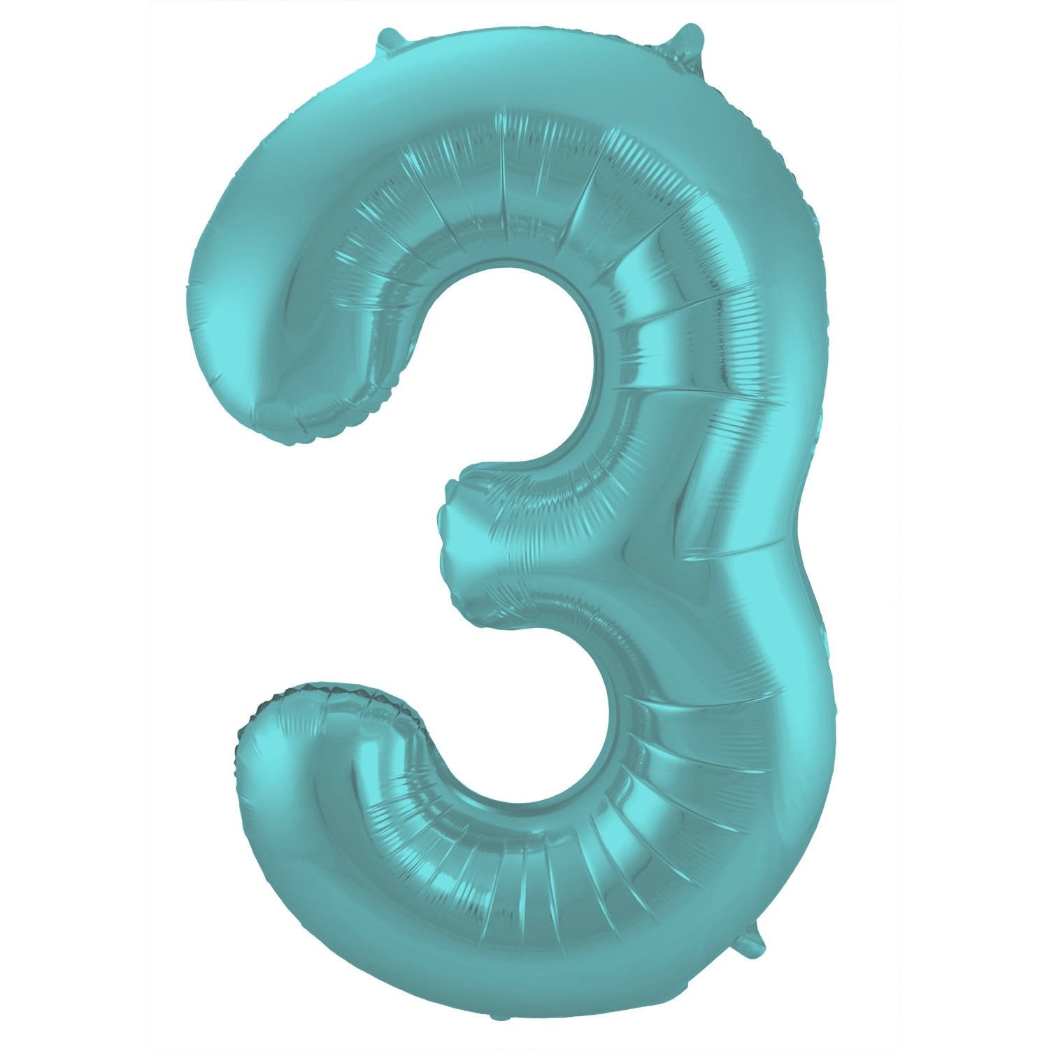 Ballon chiffre 3, 86 cm, turquoise mat