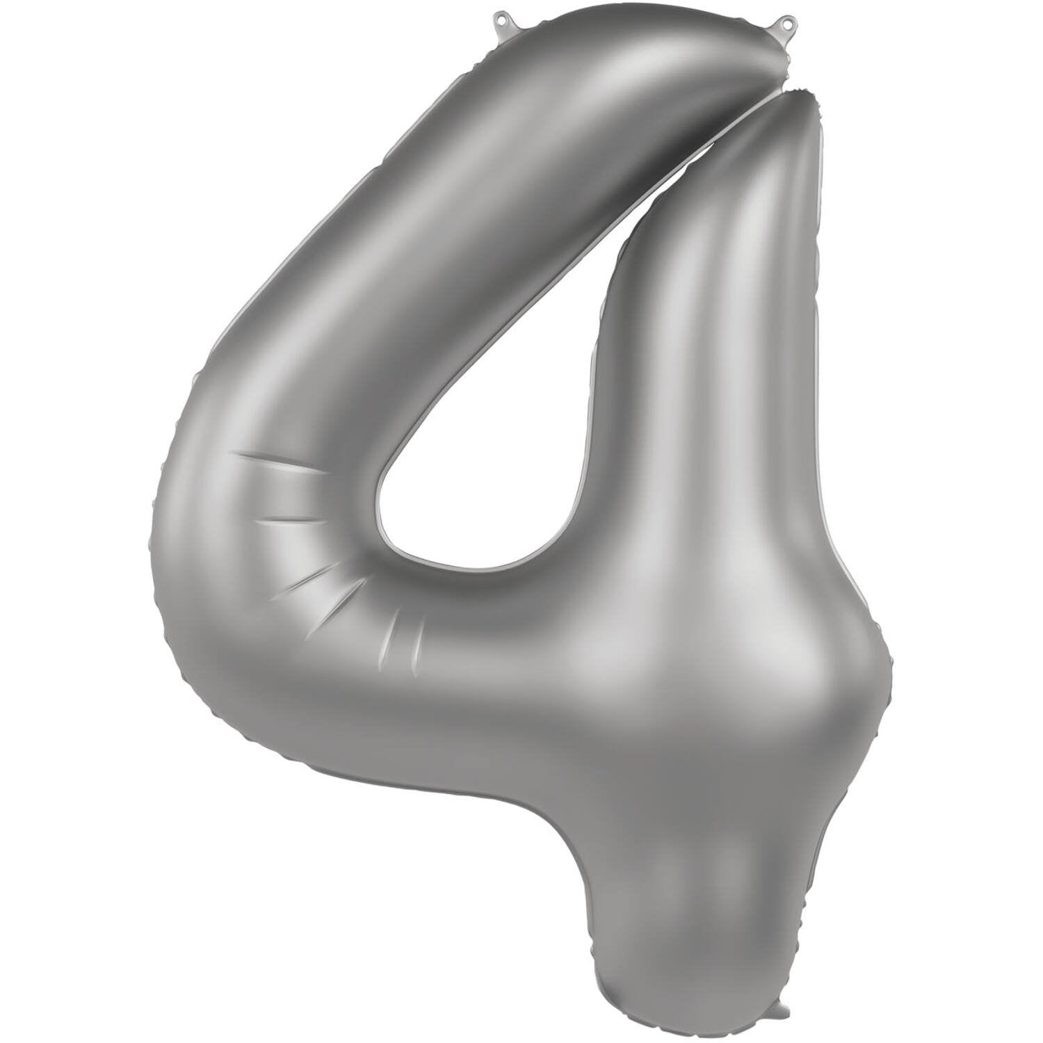 Ballon numéro 4, argenté satiné à paillettes, 86 cm