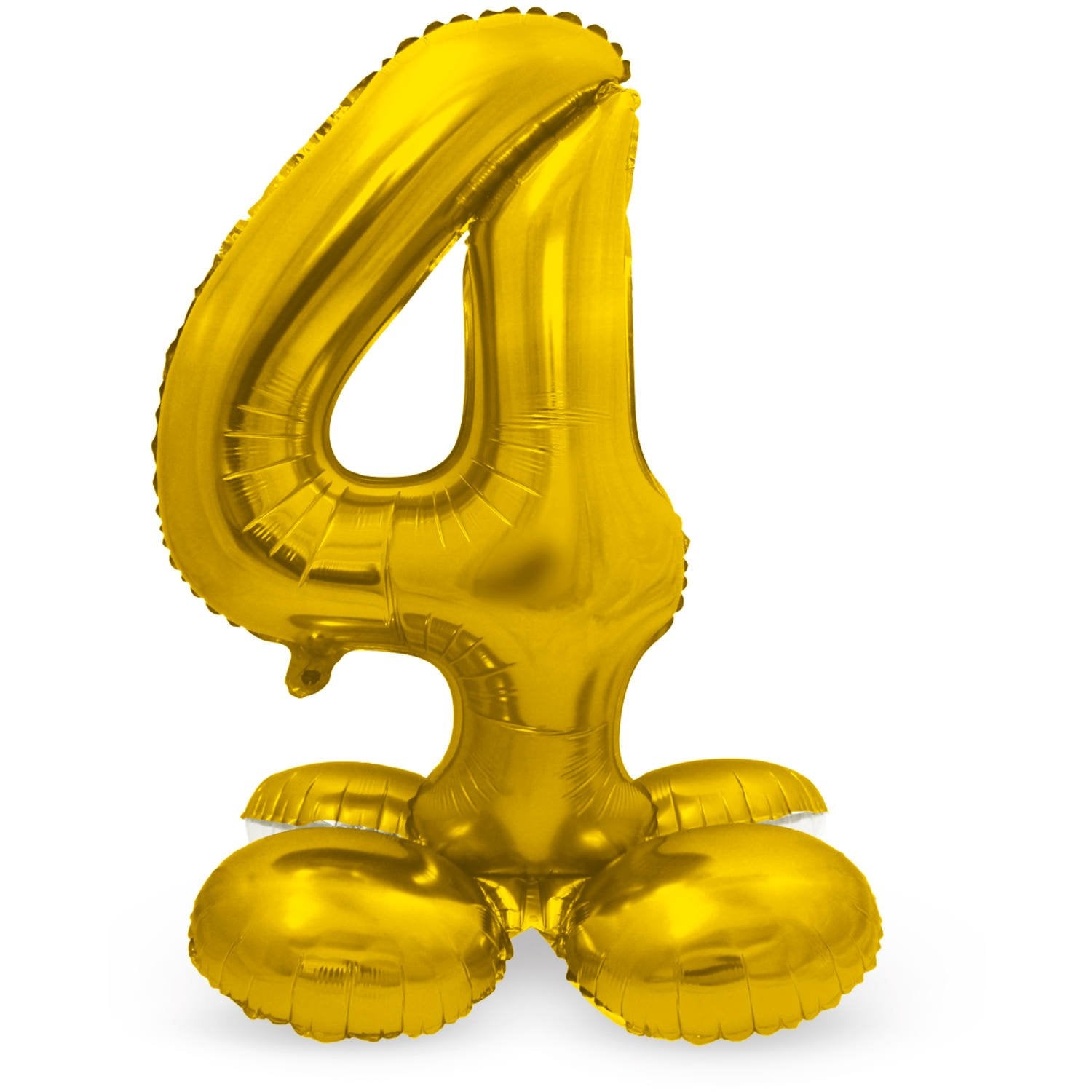 Palloncino numero 4, 72 cm, oro, con supporto