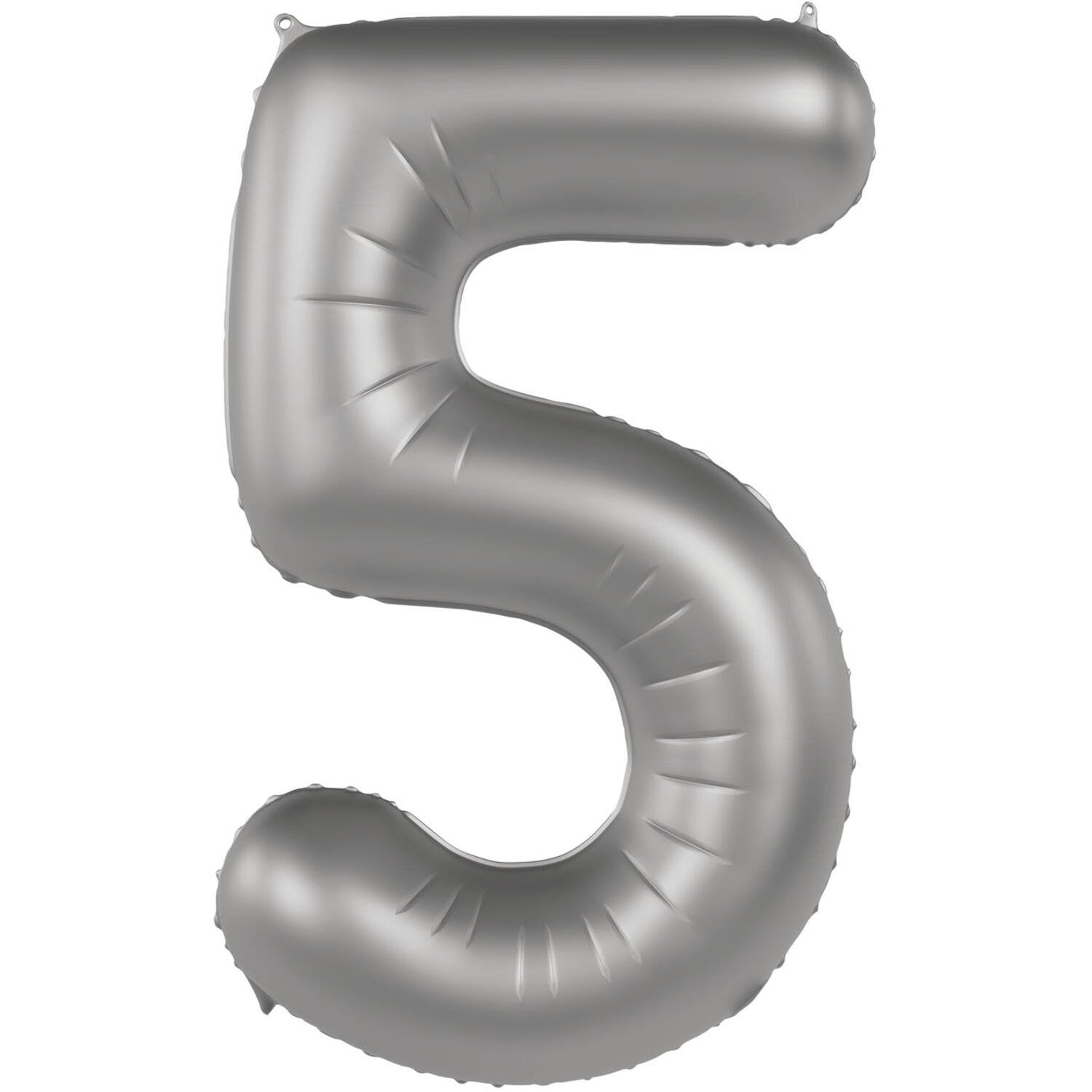 Ballon numéro 5 Clair de lune Argent Satin Pailleté 86 cm
