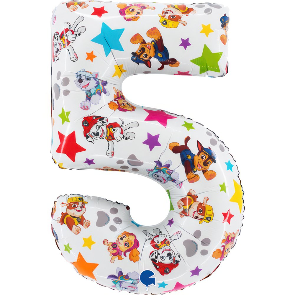 Palloncino numero 5 Paw Patrol 49 x 72 cm