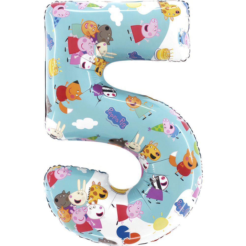 Ballon numéro 5 Peppa Pig 49 x 72 cm