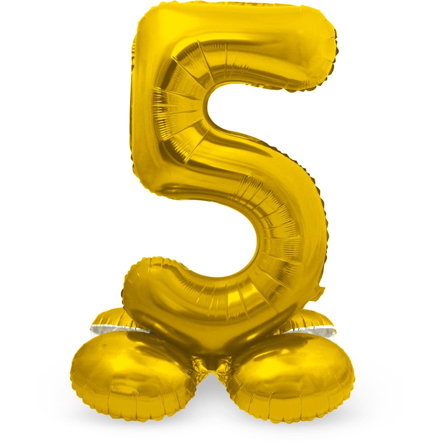 Palloncino numero 5, 72 cm, oro, con supporto