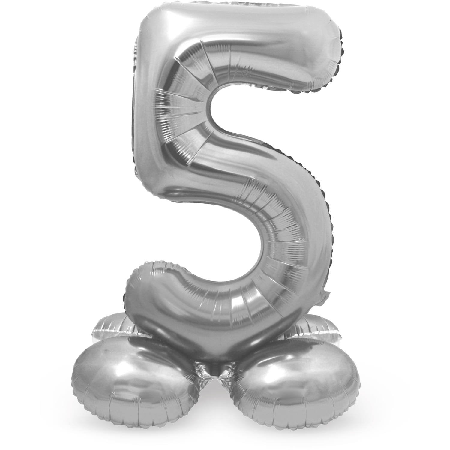 Ballon chiffre 5, 72 cm, argenté, avec support