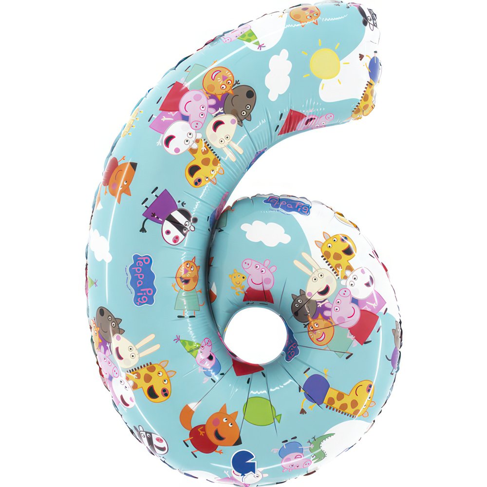 Palloncino Numero 6 Peppa Pig 49 x 72 cm