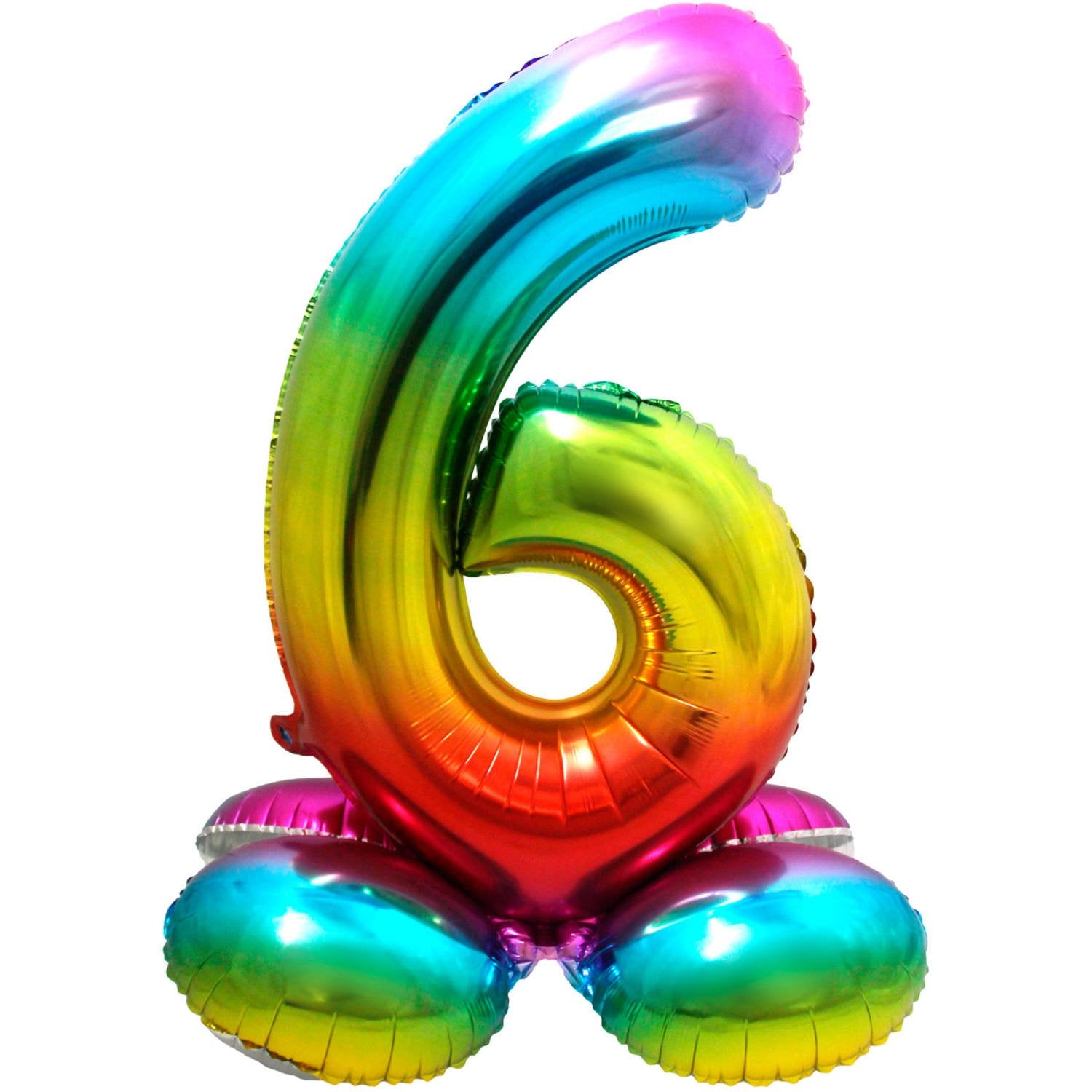 Ballon chiffre 6, 72 cm, multicolore, avec support