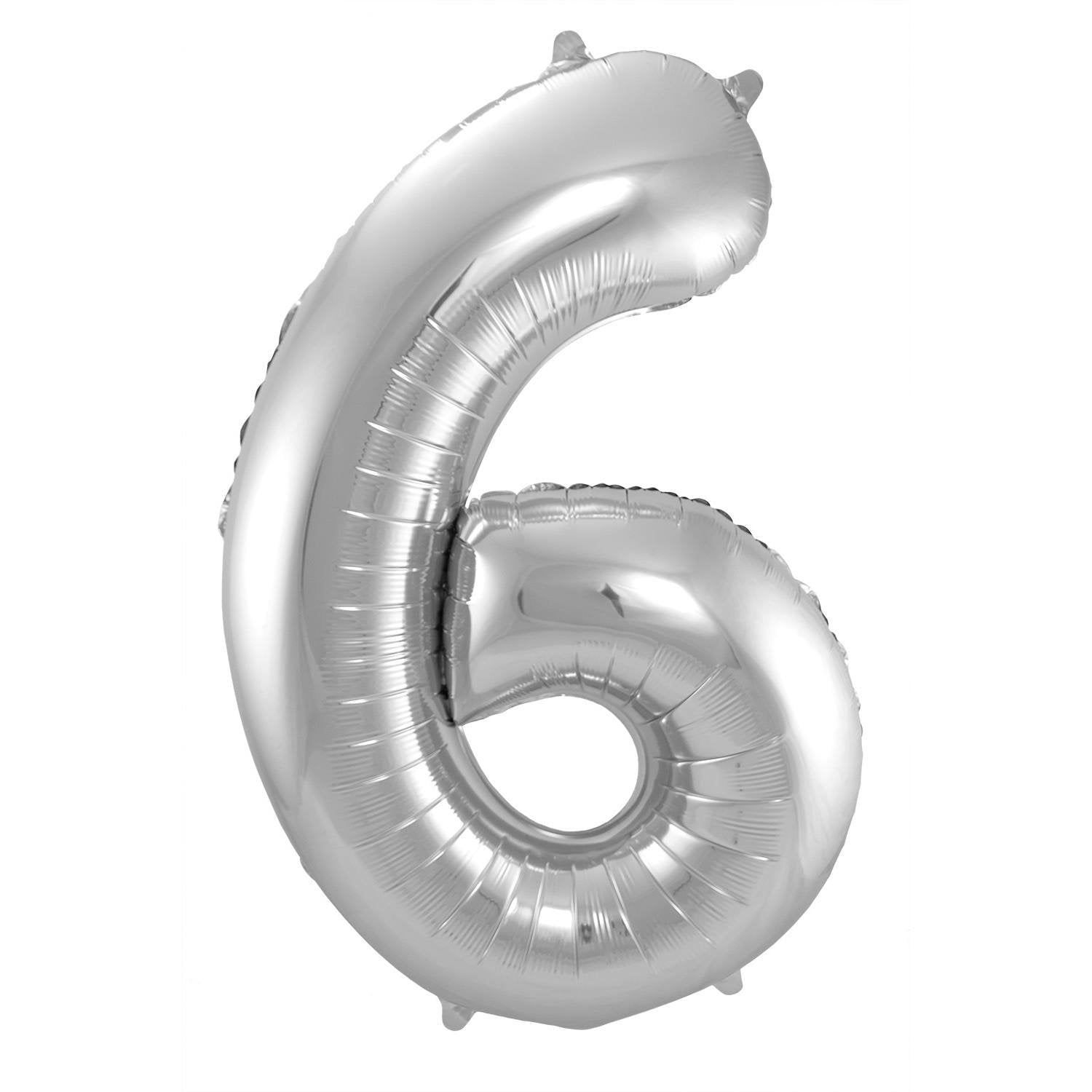 Ballon chiffre 6, 86 cm, argent