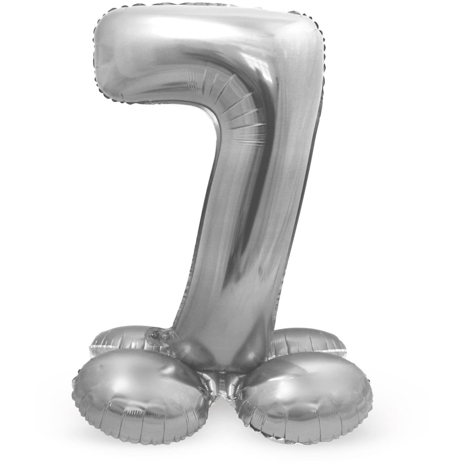 Ballon chiffre 7, 72 cm, argenté, avec support