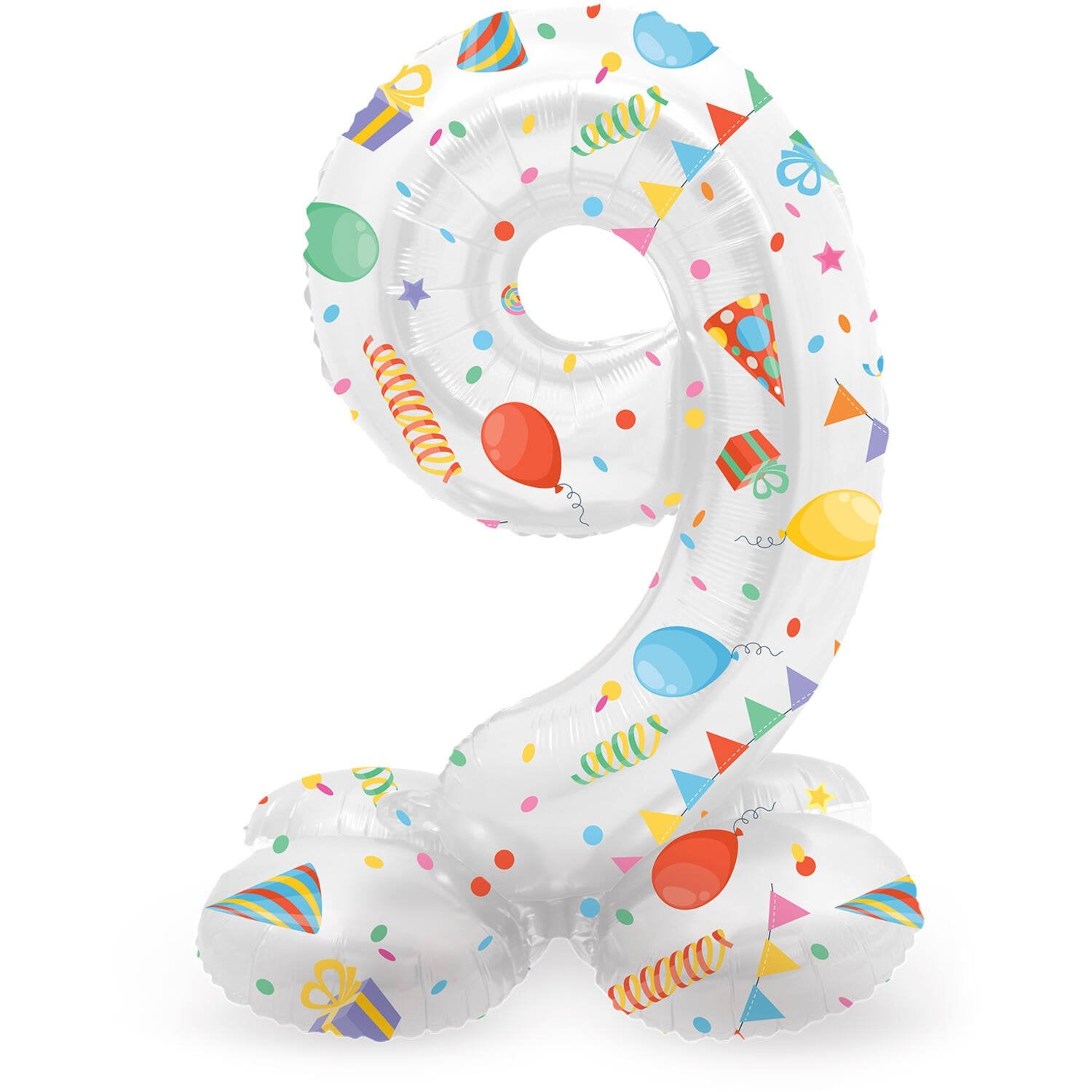 Palloncino numero 9 Joyful Party con base 41 cm