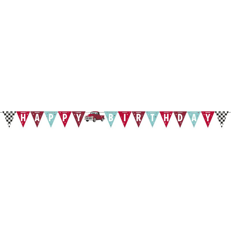 Guirlande de corde vintage en forme de camion rouge