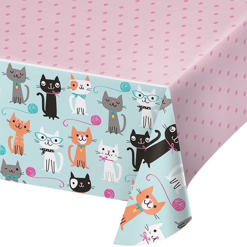 MANTEL DE PLASTICO 259 x 137 CM CATS PARTY