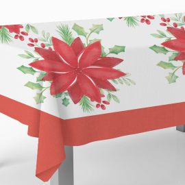 Nappe de Noël à motifs de poinsettias, 120 x 180 cm
