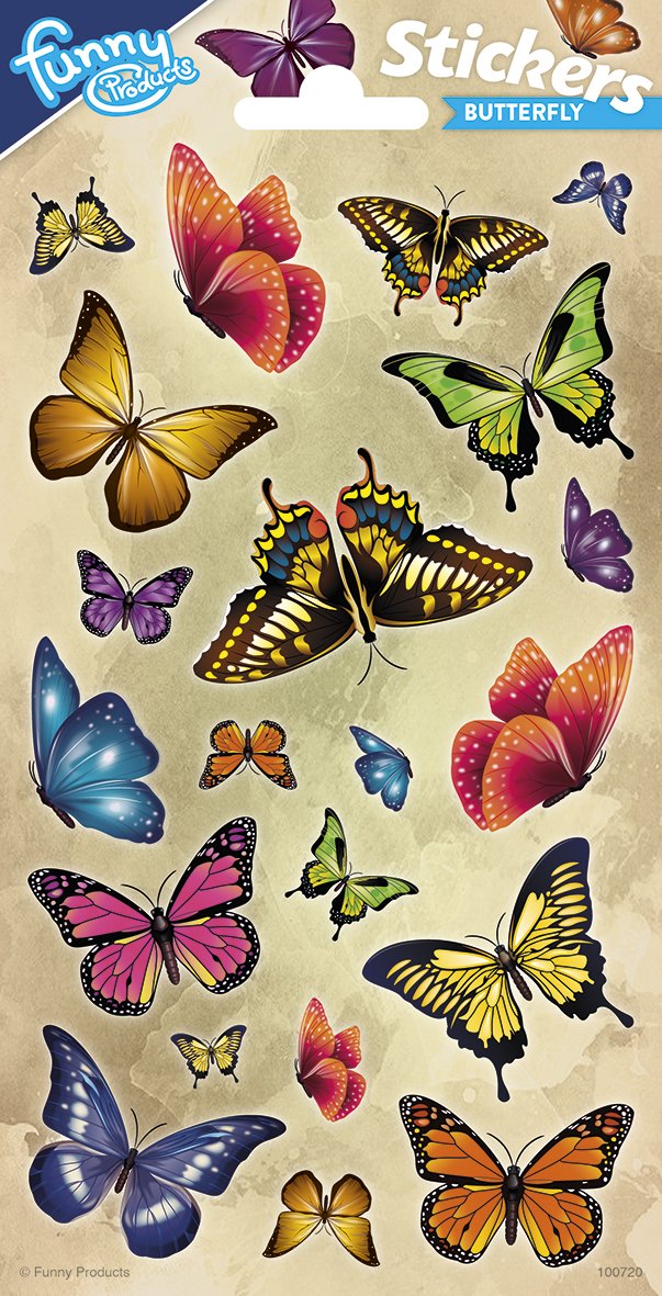 Adesivi a farfalla glitterati 102 x 200 mm